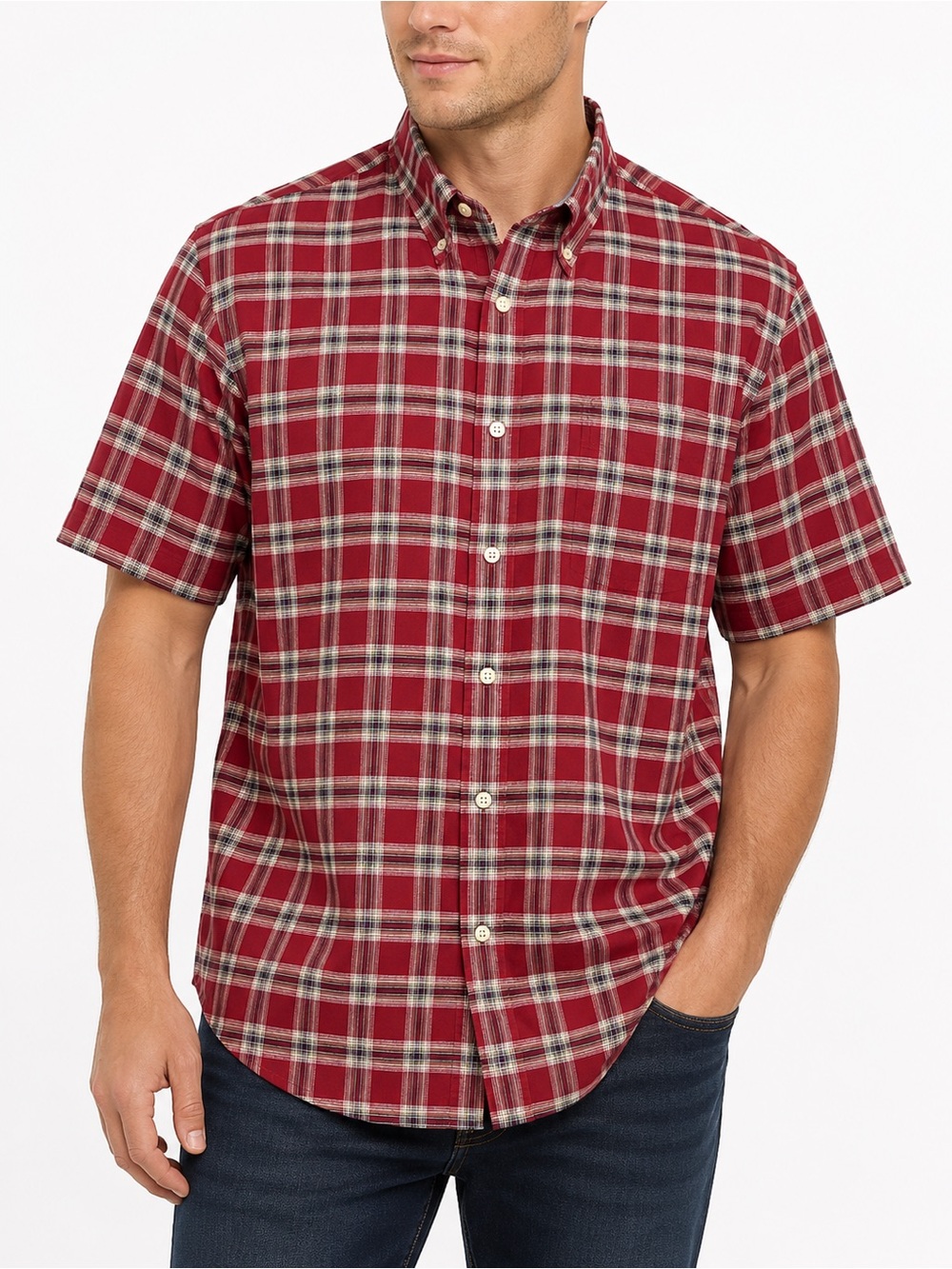 Ralph Lauren Red Plaid Short-Sleeve Button-Down Shirt